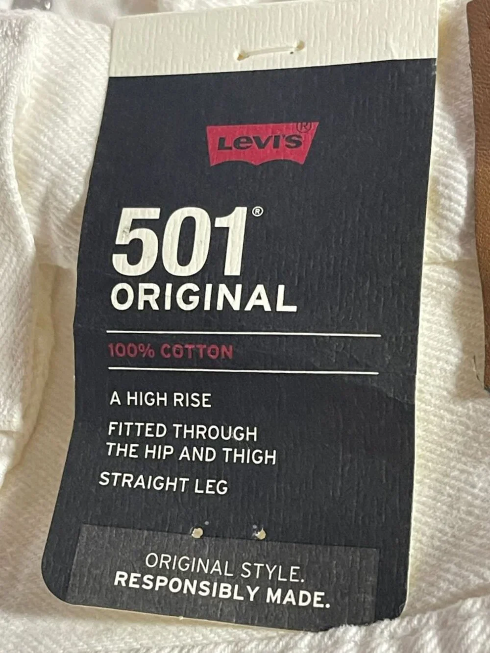 Levis 501 Premium Original White Denim Jeans Mens 25x30 Straight Leg Button Fly